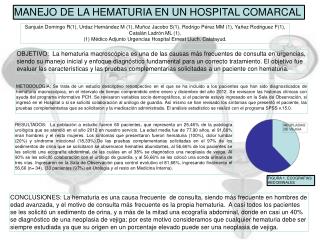 MANEJO DE LA HEMATURIA EN UN HOSPITAL COMARCAL