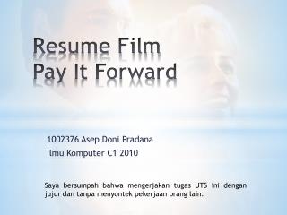 Resume Film Pay It Forward