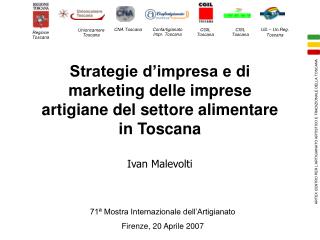 Strategie d’impresa e di marketing delle imprese artigiane del settore alimentare in Toscana