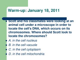 Warm-up: January 18, 2011