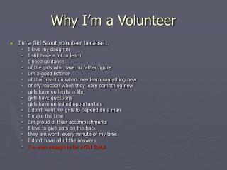 Why I’m a Volunteer