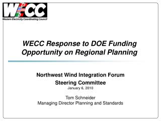 WECC Response to DOE Funding Opportunity on Regional Planning