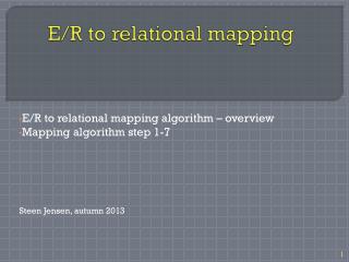 E/R to relational mapping