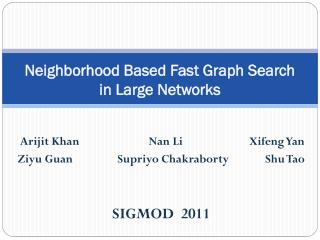Neighborhood Based Fast Graph Search in Large Networks