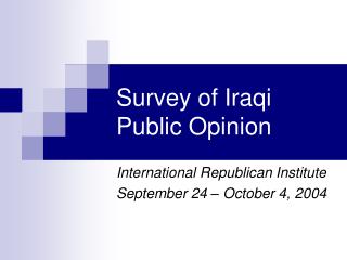 Survey of Iraqi Public Opinion