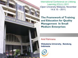 The Framework of Training and Education for Quality Management In Small Medium Enterprises