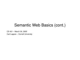 Semantic Web Basics (cont.)