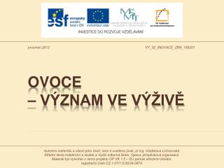 Ovoce – Význam ve výživě