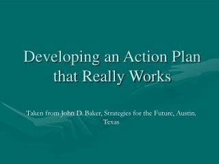 Developing an Action Plan that Really Works