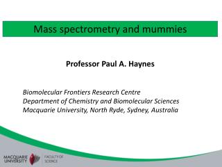 Mass spectrometry and mummies