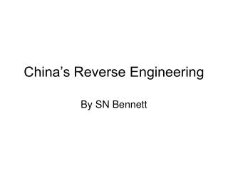China’s Reverse Engineering