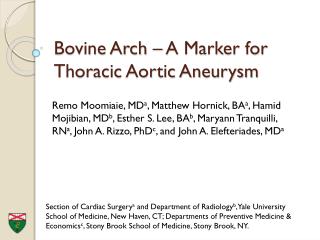 Bovine Arch – A Marker for Thoracic Aortic Aneurysm