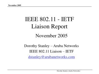 IEEE 802.11 - IETF Liaison Report