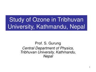 Study of Ozone in Tribhuvan University, Kathmandu, Nepal