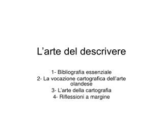 L’arte del descrivere