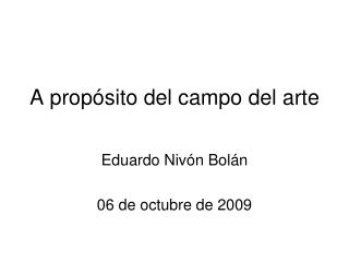 A propósito del campo del arte