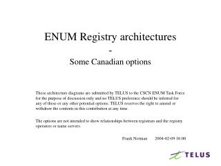 ENUM Registry architectures - Some Canadian options