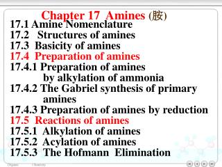 Chapter 17 Amines ( 胺 )