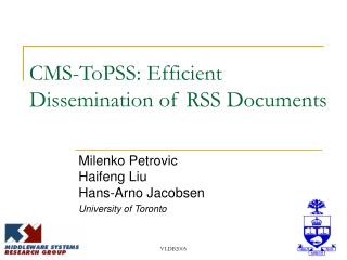 CMS-ToPSS: Efficient Dissemination of RSS Documents