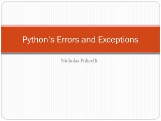 Python’s Errors and Exceptions