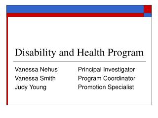 Disability and Health Program