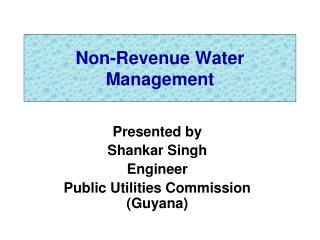 Non-Revenue Water Management