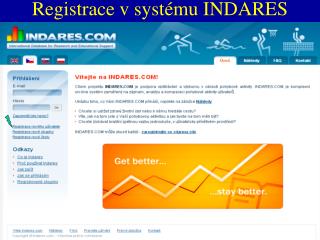 Registrace v systému INDARES
