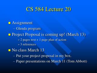 CS 584 Lecture 20