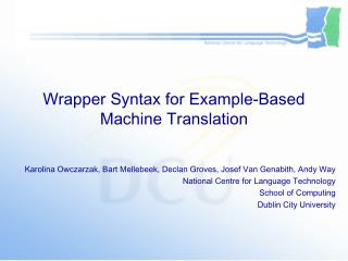 Wrapper Syntax for Example-Based Machine Translation