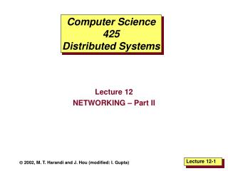 Computer Science 425 Distributed Systems