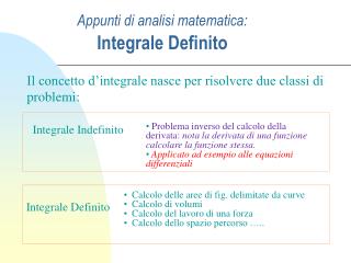 Appunti di analisi matematica: Integrale Definito