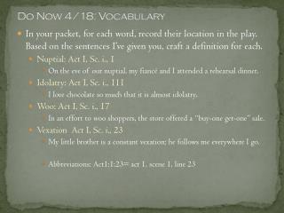 Do Now 4/18: Vocabulary