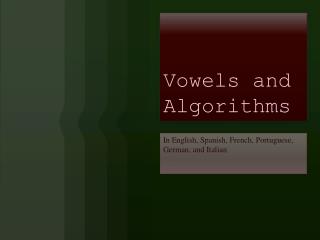 Vowels and Algorithms
