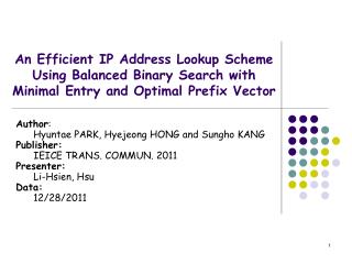 Author : Hyuntae PARK, Hyejeong HONG and Sungho KANG Publisher: IEICE TRANS. COMMUN. 2011