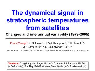 The dynamical signal in stratospheric temperatures from satellites