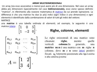 ARRAY MULTIDIMENDIONALI