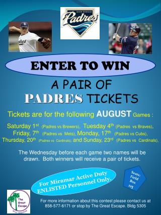 A PAIR OF PADRES TICKETS