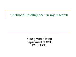 “Artificial Intelligence” in my research