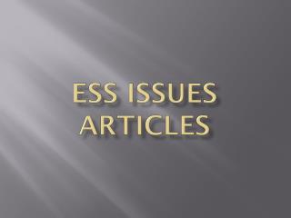 ESS Issues Articles