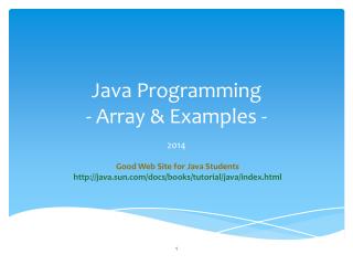 Java Programming - Array &amp; Examples -