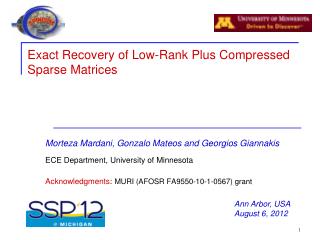 Exact Recovery of Low-Rank Plus Compressed Sparse Matrices