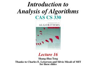 Introduction to Analysis of Algorithms CAS CS 330