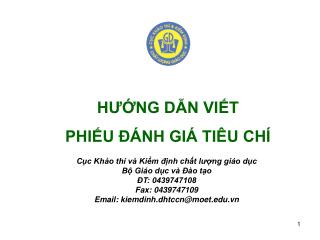 HƯỚNG DẪN VIẾT PHIẾU ĐÁNH GIÁ TIÊU CHÍ