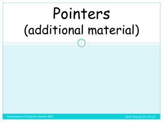 Pointers (additional material)