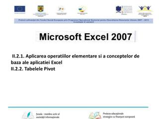 II.2.1. Aplicarea operatiilor elementare si a conceptelor de baza ale aplicatiei Excel