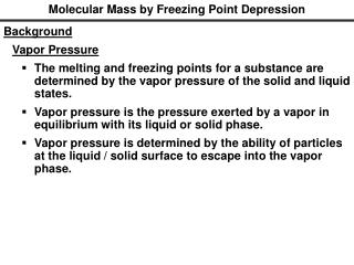 Molecular Mass by Freezing Point Depression