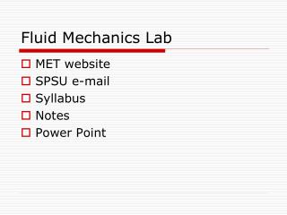 Fluid Mechanics Lab