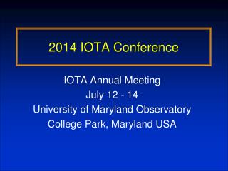 2014 IOTA Conference
