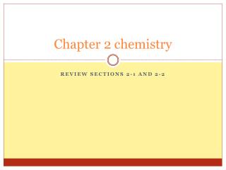 Chapter 2 chemistry