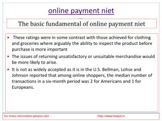 Select the best option of online payment niet